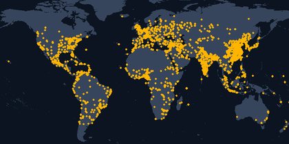 World map showing the cities covered by Best Place