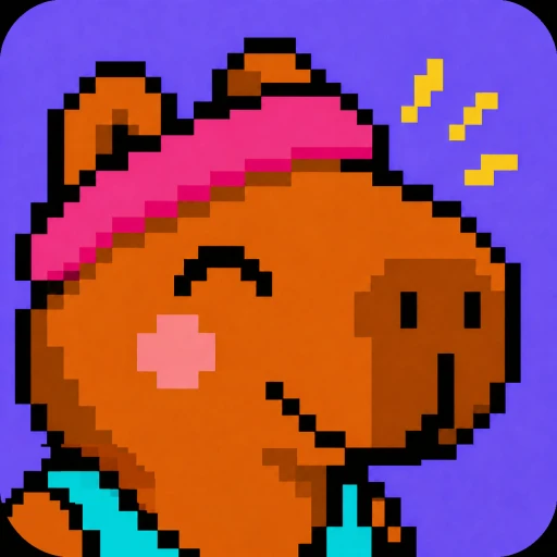 CapyBreak app icon showing a happy pixel-art capybara